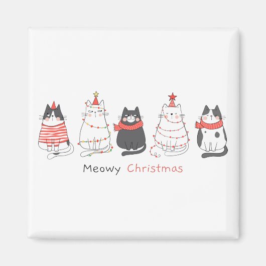 Meowy Weihnachtskatzen Magnet (Vorne)