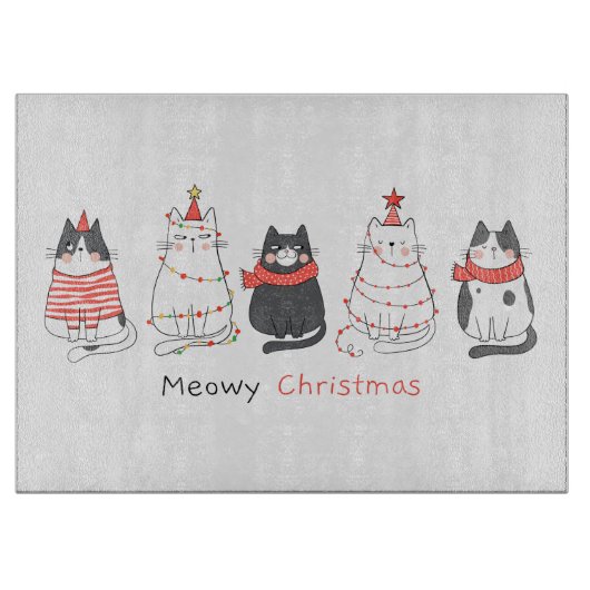 Meowy Weihnachtskatzen Schneidebrett (Vorderseite)