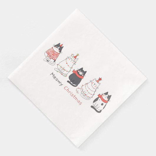 Meowy Weihnachtskatzen Serviette (Ecke)