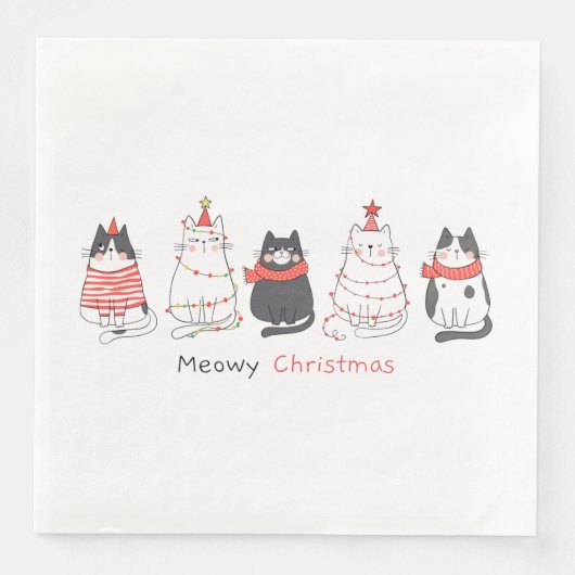 Meowy Weihnachtskatzen Serviette (Vorderseite)