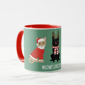 Meowy Weihnachtskatzen Tasse (Vorderseite Links)