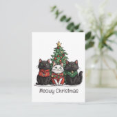 Meowy Weihnachtskatzenbaum Postkarte (Stehend Vorderseite)