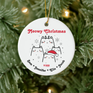 Meowy Weihnachtskatzenfamilie anpassbar Keramik Ornament
