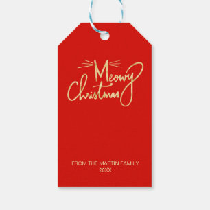 Meowy Weihnachtslustige Handmit buchstaben Geschenkanhänger
