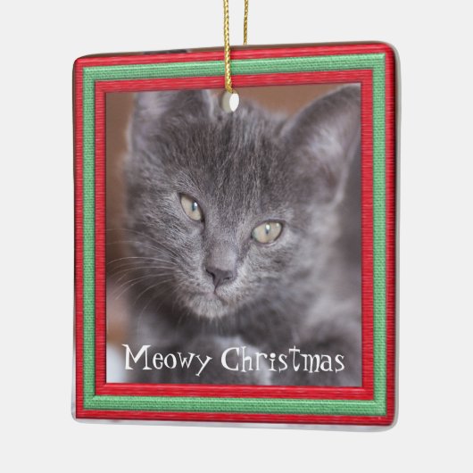 Meowy Weihnachtsrahmen anpassbare Kitty Keramikornament (Links)