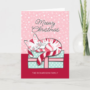 Meowy Weihnachtsschlafen Kitty Feiertagskarte