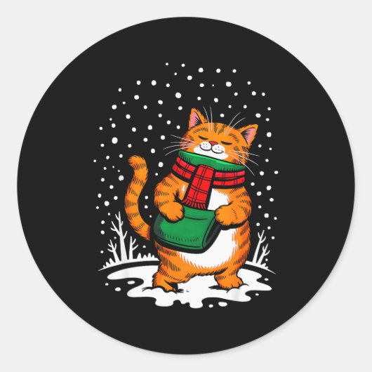 Meowy Xmas Cats Christmas Snow Kitten Funny For Ca Runder Aufkleber (Vorderseite)