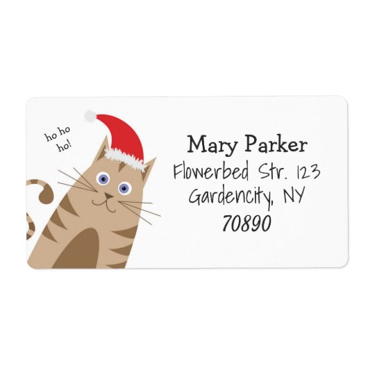 Meowy Xmas lustige Katze trägt Weihnachtsmannmütze (Vorne)