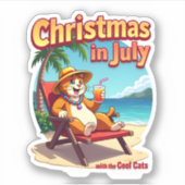 Meowy Xmas Summer Christmas In July Chillin Cool C Aufkleber (Vorderseite)