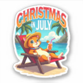 Meowy Xmas Summer Christmas In July Chillin Cool C Aufkleber (Vorderseite)