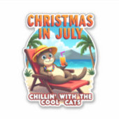 Meowy Xmas Summer Christmas In July Chillin Cool C Aufkleber (Vorderseite)