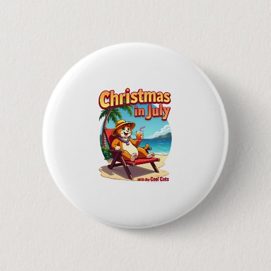 Meowy Xmas Summer Christmas In July Chillin Cool C Button (Vorderseite)