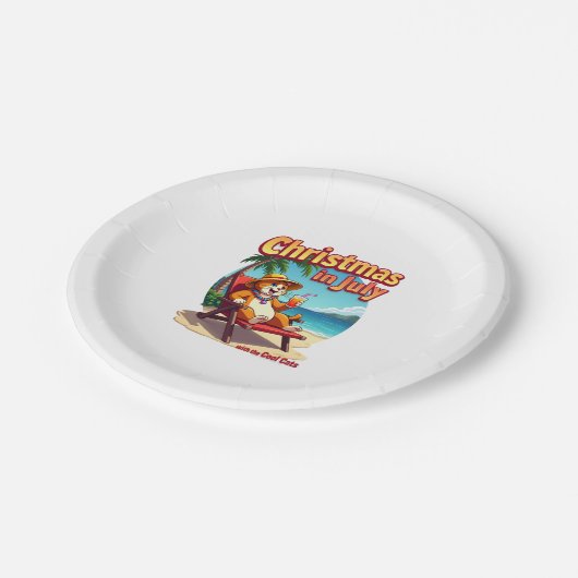 Meowy Xmas Summer Christmas In July Chillin Cool C Pappteller (Schrägansicht)