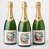 Meowy Xmas Summer Christmas In July Chillin Cool C Schaumweinetikett (Flaschen)