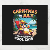 Meowy Xmas Summer Christmas In July Chillin Cool C Schaumweinetikett (Einzelnes Label)