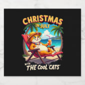 Meowy Xmas Summer Christmas In July Chillin Cool C Schaumweinetikett (Einzelnes Label)