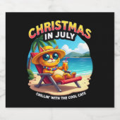 Meowy Xmas Summer Christmas In July Chillin Cool C Schaumweinetikett (Einzelnes Label)