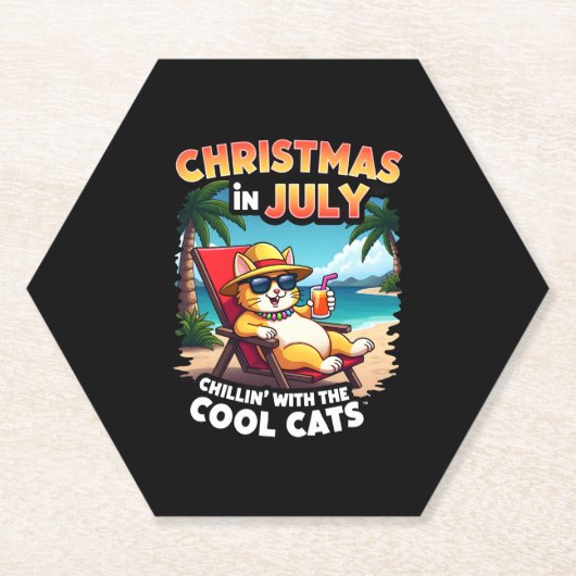 Meowy Xmas Summer Christmas In July Chillin Cool C Untersetzer (Vorderseite)