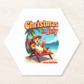 Meowy Xmas Summer Christmas In July Chillin Cool C Untersetzer (Vorderseite)