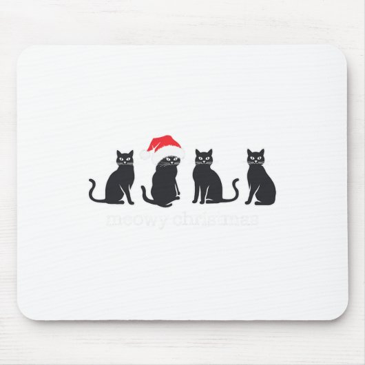 Meowys Christmas Black Cat Weihnachtsmannmützen pr Mousepad (Vorne)