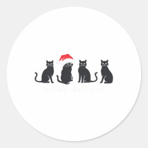 Meowys Christmas Black Cat Weihnachtsmannmützen pr Runder Aufkleber