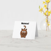 Meowza! Funny Brown Kitty Cat Cartoon Design Karte (Gelbe Blume)