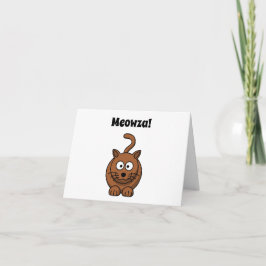 Meowza! Funny Brown Kitty Cat Cartoon Design Karte