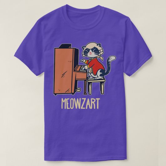 Meowzart Eine Niedliche Katze, die Klavier spielt T-Shirt (Design vorne)