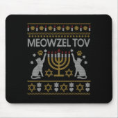 Meowzel Tov Cat Hanukkah 2025 Funny Ugly Christmas Mousepad (Vorne)