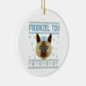 Meowzel Tov Cat Mazel Ugly Hanukkah Sweater Gesche Keramik Ornament (Rechts)