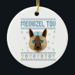 Meowzel Tov Cat Mazel Ugly Hanukkah Sweater Gesche Keramik Ornament<br><div class="desc">chanukah,  Pajamakah,  hanukkah,  meowzel, jüdisch, hässlich, Pullover, Katze, Weihnachten, gestrickt</div>