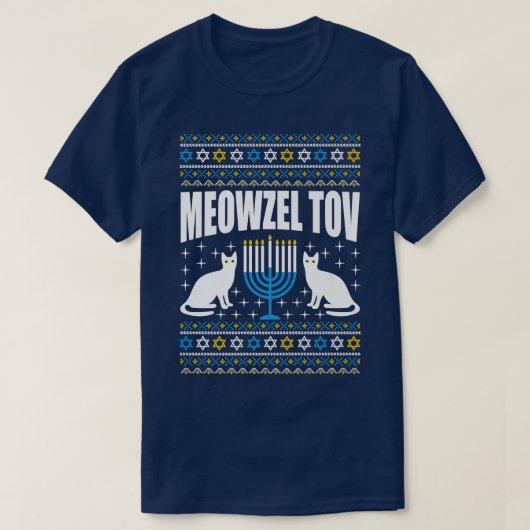 Meowzel Tov Chanukah Funny Juwish Cat Owner Ugly H T-Shirt (Design vorne)
