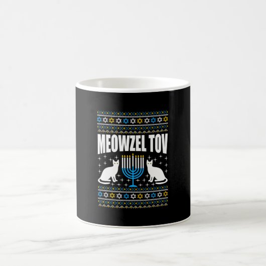 Meowzel Tov Chanukah Funny Juwish Cat Owner Ugly Kaffeetasse (Mittel)