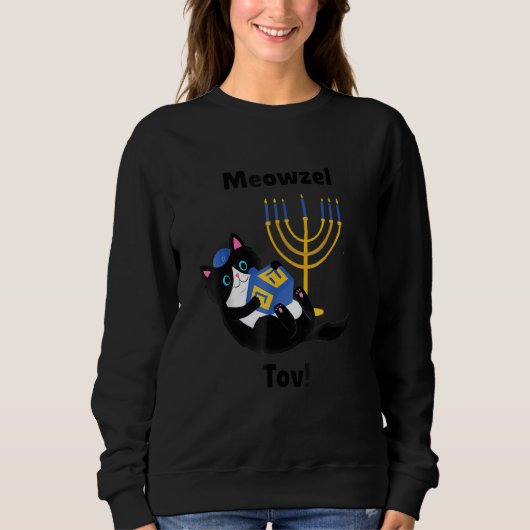 Meowzel Tov Chanukah Jewish Cat Owner Ugly Sweater Sweatshirt (Vorderseite)