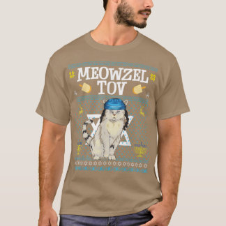 Meowzel Tov Chanukah Jüdische Katze Funny Cat Meno T-Shirt