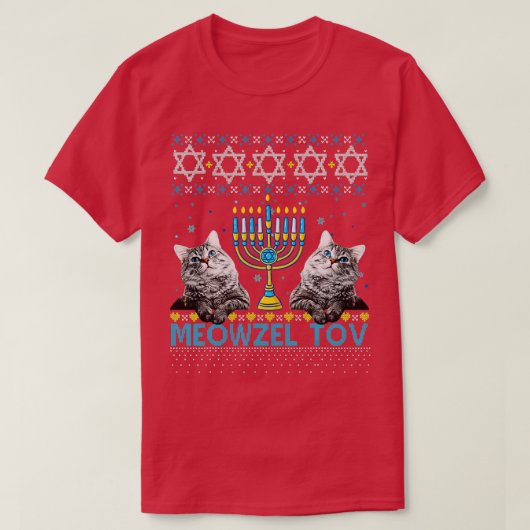 Meowzel Tov Chanukah Jüdischer Cat Owner Ugly Hanu T-Shirt (Design vorne)