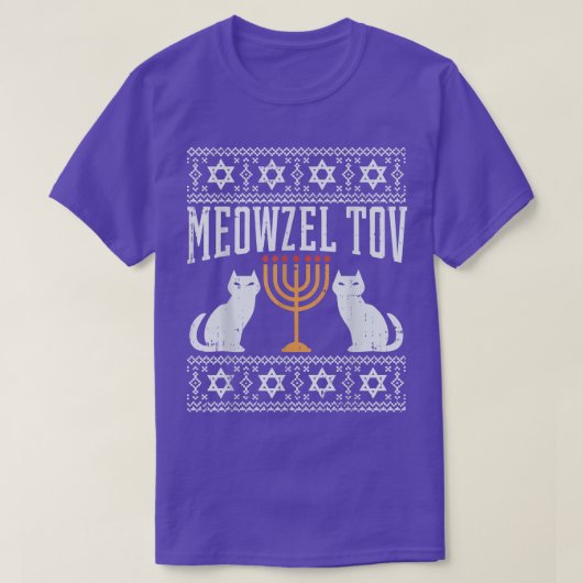 Meowzel Tov Chanukah Jüdischer Cat Owner Ugly Hanu T-Shirt (Design vorne)