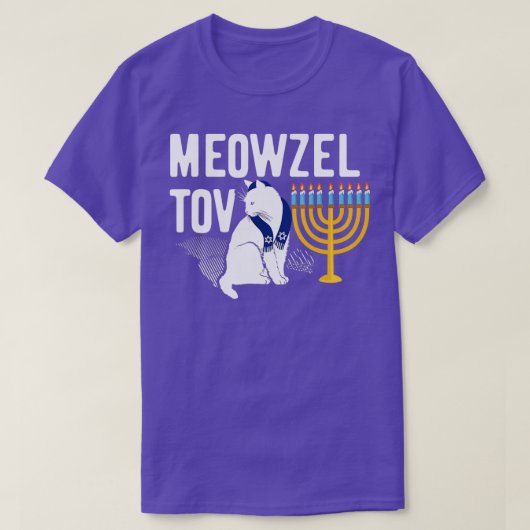 Meowzel Tov Funny Cat Chanukah Hanukkah Jüdisches T-Shirt (Design vorne)
