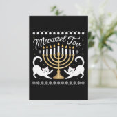 Meowzel Tov Funny Chanukah Hanukkah Ugly Sweater Dankeskarte (Stehend Vorderseite)