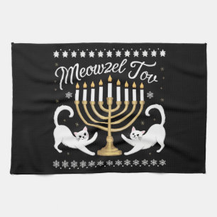 Meowzel Tov Funny Chanukah Hanukkah Ugly Sweater Geschirrtuch