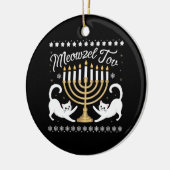 Meowzel Tov Funny Chanukah Hanukkah Ugly Sweater Keramik Ornament (Links)