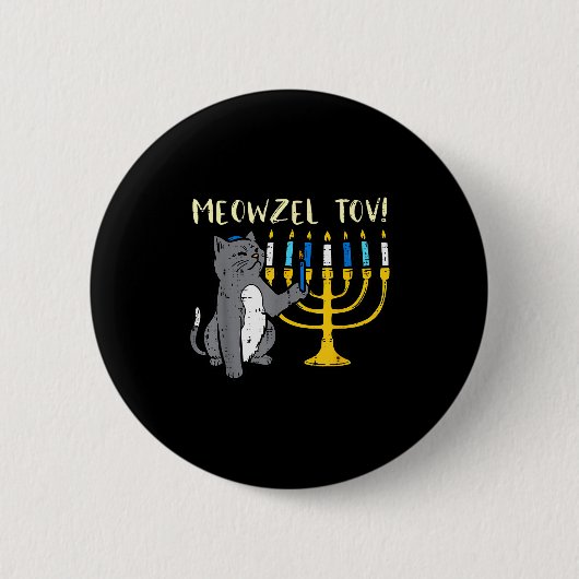 Meowzel Tov Jewish Cat Funny Hanukkah Chanukah Pjs Button (Vorderseite)