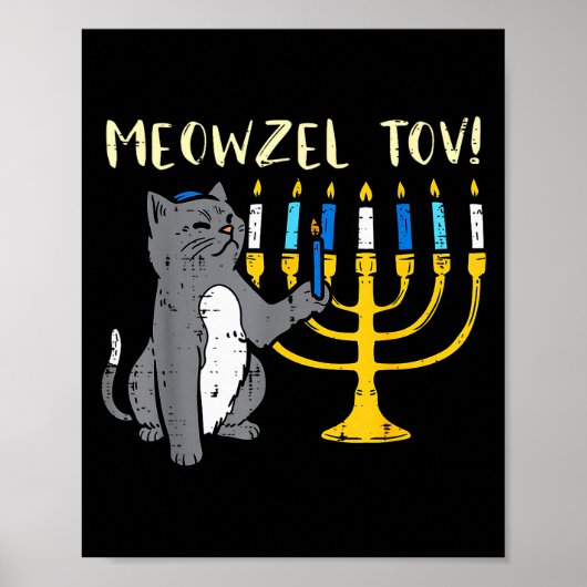 Meowzel Tov Jewish Cat Funny Hanukkah Chanukah Pjs Poster (Vorne)