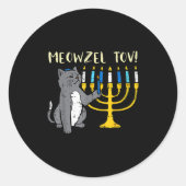 Meowzel Tov Jewish Cat Funny Hanukkah Chanukah Pjs Runder Aufkleber (Vorderseite)