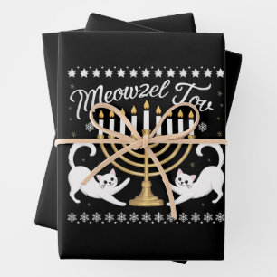 Meowzel Tov Lustiger Chanukka Hanukkah-Hässlicher- Geschenkpapier Set