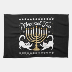 Meowzel Tov Lustiger Chanukka Hanukkah-Hässlicher- Geschirrtuch