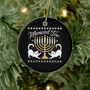 Meowzel Tov Lustiger Chanukka Hanukkah Hässlicher  Keramik Ornament