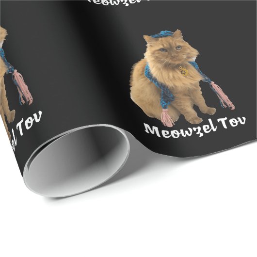 Meowzel Tov Mazel Tov Jüdisches Katzen Packpapier (Rolleneckpunkt)