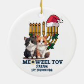 Meowzel Tov Niedlich Happy Hanukkah Keramik Ornament (Hinten)