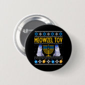 Meowzel Tov Niedlich Mazel Tov Cat Menorah Hanukka Button (Vorne & Hinten)